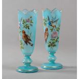 PAIR OF VASES IN GLASS, EARLY 20TH CENTURY

base in spiralling blue, decoratd with branches and