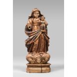 SCULPTURE OF THE VIRGIN AND CHILD, PROBABLY SPAIN, LATE 18TH CENTURY

remains of polychrome and