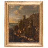 NORTH EUROPEAN PAINTER, 18TH CENTURY



ROCKY LANDSCAPE WITH ANTIQUE VILLAGE AND TRAVELLERS 

Oil on