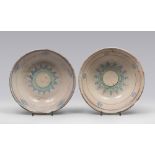 PAIR OF PLATES IN CERAMIC, SOUTHERN ITALY 19TH CENTURY

cream colour glaze, pattern in blue. Banding