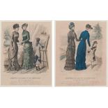 FRENCH ENGRAVER, EARLY 20TH CENTURY 
MANNEQUINS IN PARKGIRLS IN INTERNAL
Four colorful prints, cm.