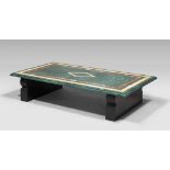 TABLE IN MARBLE, 20TH CENTURY

rectangular top in green marble and Siena yellow marble and red