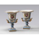 PAIR OF DRUG VASES IN PORCELAIN, 19TH CENTURY

blue glazed base, painted with country scenes and