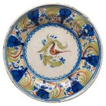 PLATE IN MAIOLICA, EMILIA OR LOMBARDIA, EARLY 19TH CENTURY

glazed in white, cobalt and