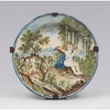 PLATE IN MAIOLICA, CASTELLI LATE 18TH, EARLY 19TH CENTURY

polychrome glazing, painted with figure