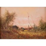PAINTER 20TH CENTURY



LANDSCAPE WITH PEASANTS AT DUSK

Oil on cardboard, cm. 24 x 34

Signed '