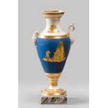 VASE IN PORCELAIN, FRANCE 19TH CENTURY

glazing in white, cobalt and gold, painted with landscapes