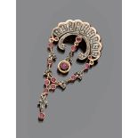 BROOCH

in gold and silver, floral design with rose cut diamonds and rubies. 

Size cm. 7 x 3,