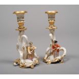 PAIR OF SMALL CANDLESTICKS IN PORCELAIN, JACOB PETIT, MID 19TH CENTURY

glazed in white,