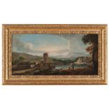 ROMAN PAINTER, 18TH CENTURY



VIEW OF LAZIO WITH SMALL ANTIQUE VILLAGE AND WAYFARERS

Oil on