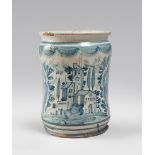 LARGE DRUG JAR IN MAIOLICA, NAPLES THIRD QUARTER 18TH CENTURY

glazed white and blue with painting