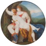 FRENCH PAINTER, 19TH CENTURY



ANGELICA AND MEDORO

Oil on round ivorine, diameter 7

Framed