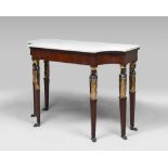 FINE CONSOLE 'RETOUR D'EGYPT', PROBABLY LUCCA, EARLY 19TH CENTURY

with white marble top. Six legs