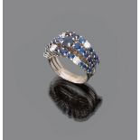 RING

in white gold 18 kt., in circles with set sapphires and diamonds.

Sapphires ct. 1.70 ca.,