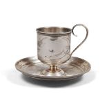 CUP AND SAUCER IN SILVER, RUSSIA, MOSCOW 1899/1908

smooth, with floral engraving.

Silversmith