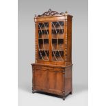 FINE DISPLAY CASE IN MAHOGANY, PROBABLY FRANCE 19TH CENTURY

in two sections, upper with two glass