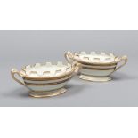 FINE PAIR OF BOWLS IN PORCELAIN, VIENNA 19TH CENTURY

glazed in white, cobalt and gold, with oval