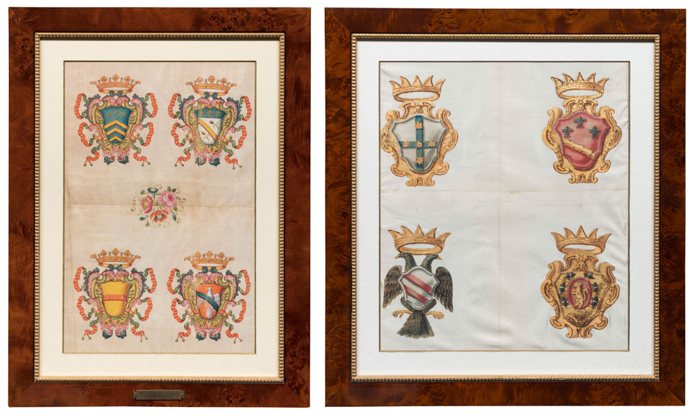 ENGRAVER 20TH CENTURY



HERALDRIES

two engravings on silk, cm.  45 x 38 and cm. 46 x 29

Framed