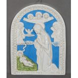 HIGH RELIEF IN CERAMIC, DERUTA 20TH CENTURY

glazed white, blue and green, with high relief of the