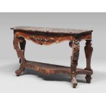 FINE CONSOLE IN MAHOGANY, PROBABLY NAPLES, PERIOD OF LOUIS PHILIPPE

peach blossom marble top,