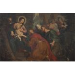 ROMAN PAINTER, EARLY 18TH CENTURY



THE ADORATION OF THE THREE KINGS

Oil on canvas, cm. 138 x 200