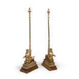 FINE PAIR OF CANDLESTICKS IN GILTWOOD, PROBABLY ROME 18TH CENTURY

tubular shaft with leaves,