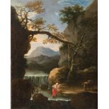 ROMAN PAINTER, SECOND HALF 17TH CENTURY



LANDSCAPE WITH RIVER AND SHEPHERD GIRL CROSSING IT