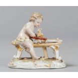 SMALL GROUP IN PORCELAIN, PROBABLY SAX, 19TH CENTURY

polychrome glazing, depicting wood working