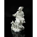 FIGURE OF SHEPHERD BOY IN PORCELAIN, PROBABLY DOCCIA, EARLY 19TH CENTURY

entirely white glazing.