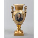 VASE IN PORCELAIN, PROBABLY FRANCE, EARLY 19TH CENTURY

painted with portrait of gentleman and