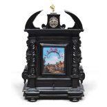 RARE AND IMPORTANT NIGHT CLOCK, GENOA 18TH CENTURY

case in ebonized walnut, architectural style,