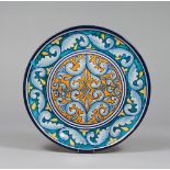 LARGE PLATE IN MAIOLICA, PIPPO CETONA 1950s

polychrome glazing, with acanthus leaf design.