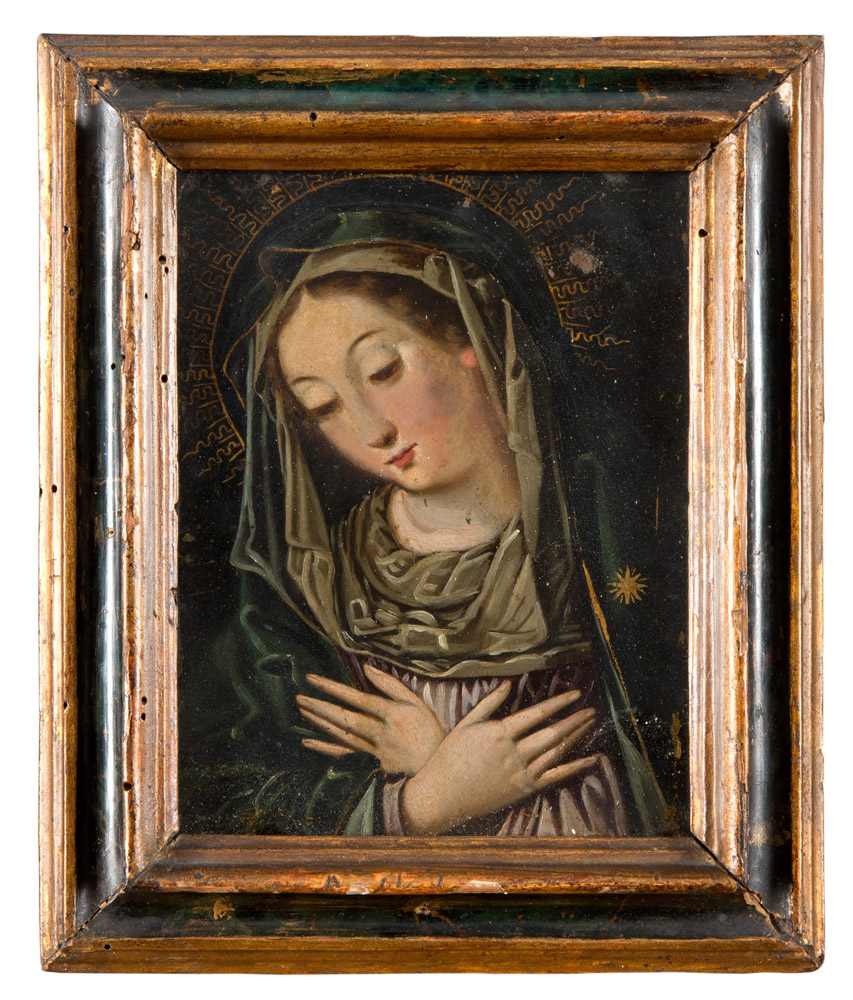 FLEMISH PAINTER, 17TH CENTURY



VIRGIN IN PRAYER

Oil on copper, cm. 17,5 x 14



FRAME

Frame