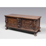 RARE CHEST IN WALNUT, PROBABLY LIGURIA 17TH CENTURY

Front with two panels, divided by