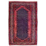 ANTIQUE MALAYER RUG, EARLY 20TH CENTURY

boteh design in sequence, in centre field with blue base.