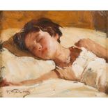 FRANCESCO GALANTE

(Margherita di Savoia 1884 - Napoli 1972)



GIRL ON PILLOW

Oil on panel, cm. 15