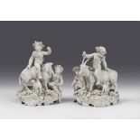 PAIR OF GROUPS IN PORCELAIN, CAPODIMONTE 19TH CENTURY

depicting goats and putti in landscape.