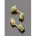CUFFLINKS

in yellow gold 18 kt., crescent shaped with set emeralds and diamonds.

Size cm. 1 x 0,8,
