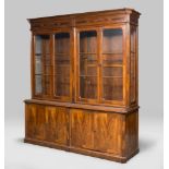 FINE BOOKCASE IN WALNUT AND BURL, CENTRAL ITALY, 19TH CENTURY

in two sections, upper part with four