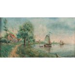 EUROPEAN PAINTER, 20TH CENTURY



LANDSCAPE WITH LAKE AND BOAT

Oil on canvas, cm.  27 x 51