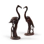 COPPIA DI SCULTURE IN CERAMICA, FOSCO MARTINI PER ZACCAGNINI, ANNI 30 fenicottero e ibis