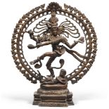 SCULTURA IN BRONZO, INDIA XIX SECOLO raffigurante Shiva Nataraja. Misure cm. 51 x 44,5 x 11. An