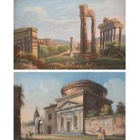 ITALIAN PAINTER, 19TH CENTURY ROMAN FORUM MONTECITORIO ACADEMY OF FRANCE TEMPLE OF VIGNOLA Four