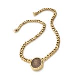 IMPORTANT NECKLACE BULGARI in yellow gold 18 kts., chain sweater with ancient coin with engraved