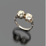OLD RING in white gold 18 kts., with two diamond ancient cut. Diamond ct. 1.60 ca., total weight gr.
