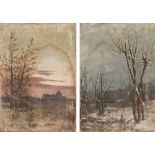 ITALIAN PAINTER, EARLY 20TH CENTURY WINTER LANDSCAPES Four paintings to oil on canvas, cm. 53 x 37