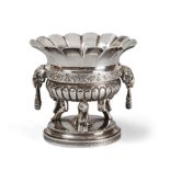 SILVER TRAY, AUSTRIA 19TH CENTURY bath with petals and pods. Uprights of children figures, handles