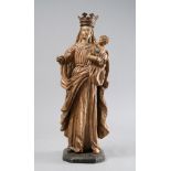 BIG SCULPTURE OF THE VIRGIN WITH CHILD, PROBABLY NAPLES 18TH CENTURY polychrome and gilded. The