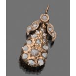 ANCIENT PENDANT in yellow gold 14 kts., to drop with diamonds rose-cut. Length cm. 2,5.