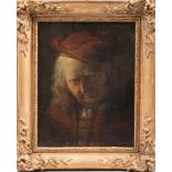 DUTCH PAINTER, 19TH CENTURY PORTRAIT OF A MAN WITH RED HAT Oil on canvas, cm. 26 x 19 PROVENANCE